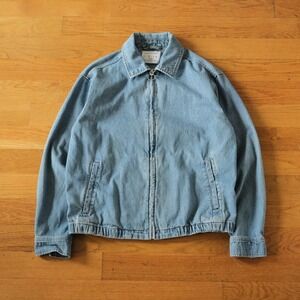 Urban Outfitters Denim Jacket Mens Blue Zip Up Harrington Indie Skater M Casual
